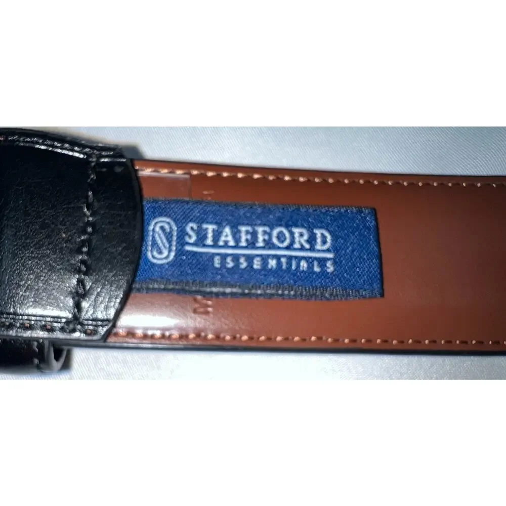 NWOT Stafford Black Leather Dress Belt 40